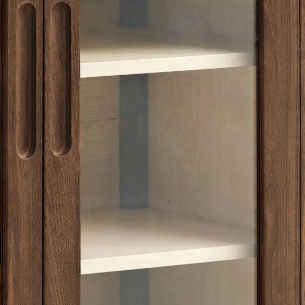 Home Office Credenza Storage Cabinet with Adjustable Shelf and Doors, Walnut
