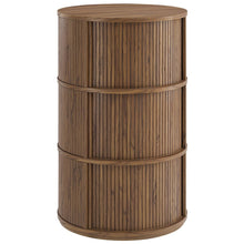 Clement Round Pedestal Stand Storage Table With Sliding Tambour Doors