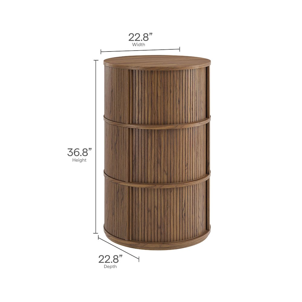 Clement Round Pedestal Stand Storage Table With Sliding Tambour Doors