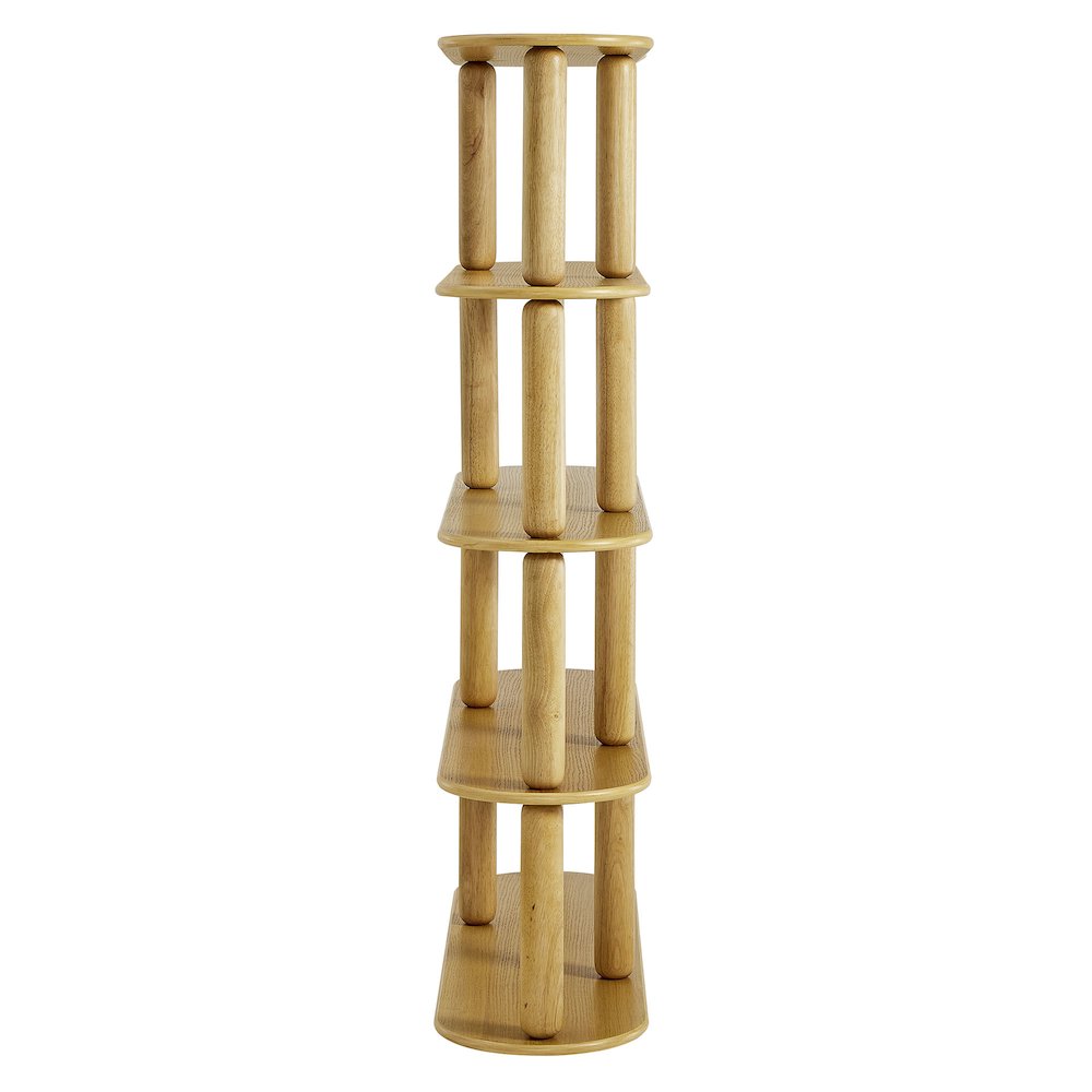 Arcus 4-Tier Oval Wood Bookshelf - Oak