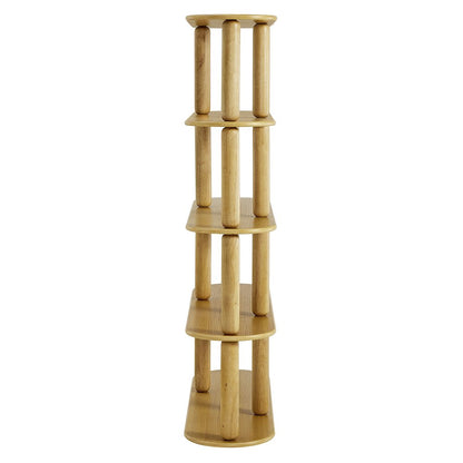 Arcus 4-Tier Oval Wood Bookshelf - Oak
