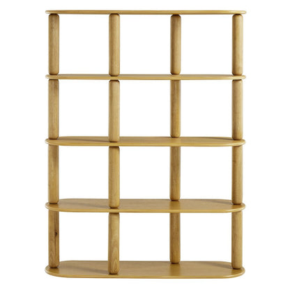 Arcus 4-Tier Oval Wood Bookshelf - Oak