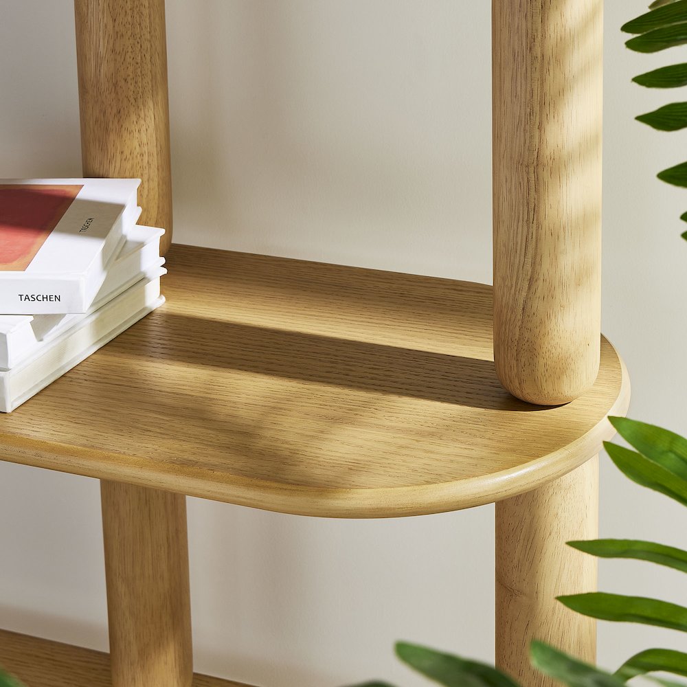 Arcus 4-Tier Oval Wood Bookshelf - Oak