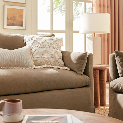 Wellfleet Slipcovered Linen-Blend Loveseat - Almond