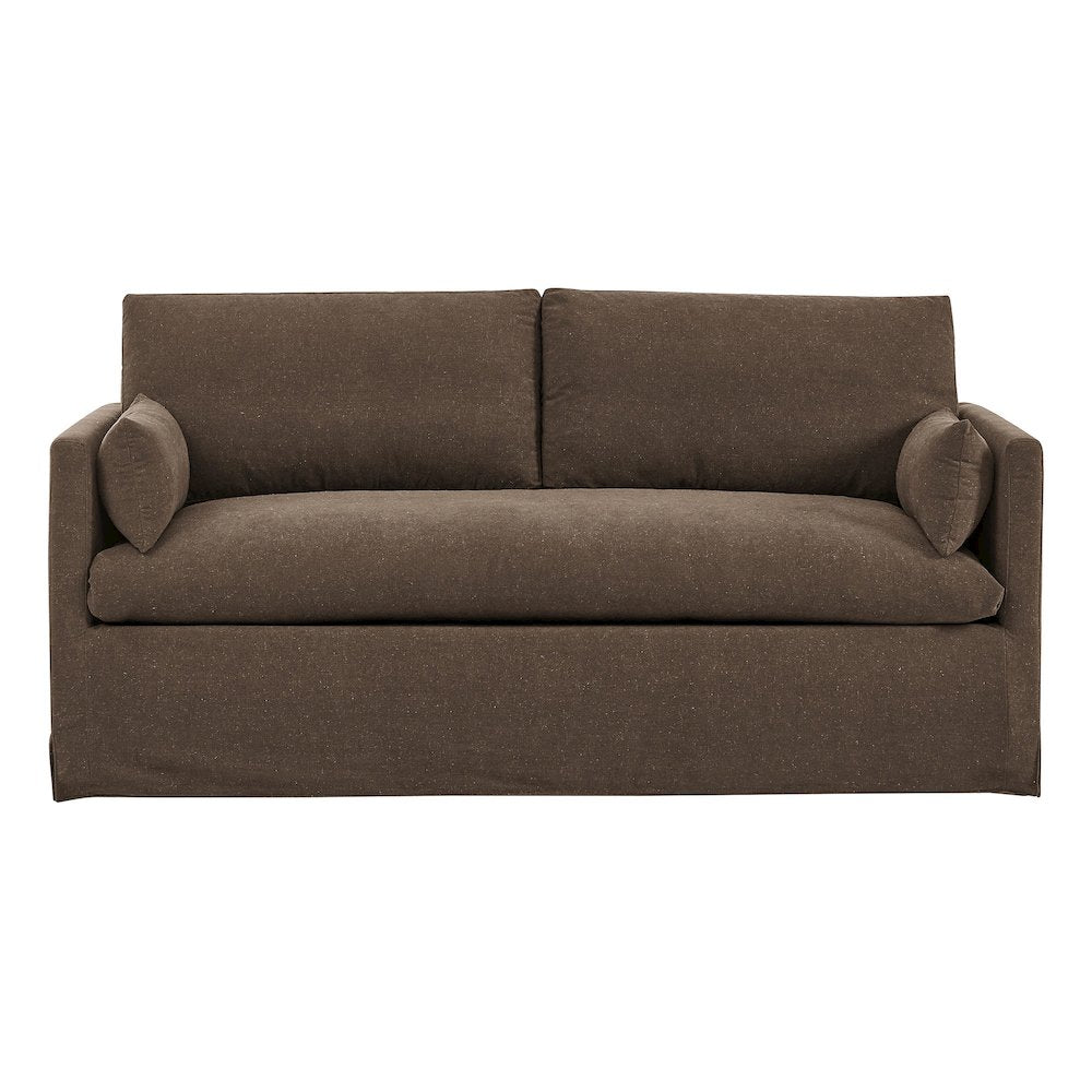 Wellfleet Slipcovered Linen-Blend Loveseat - Cocoa