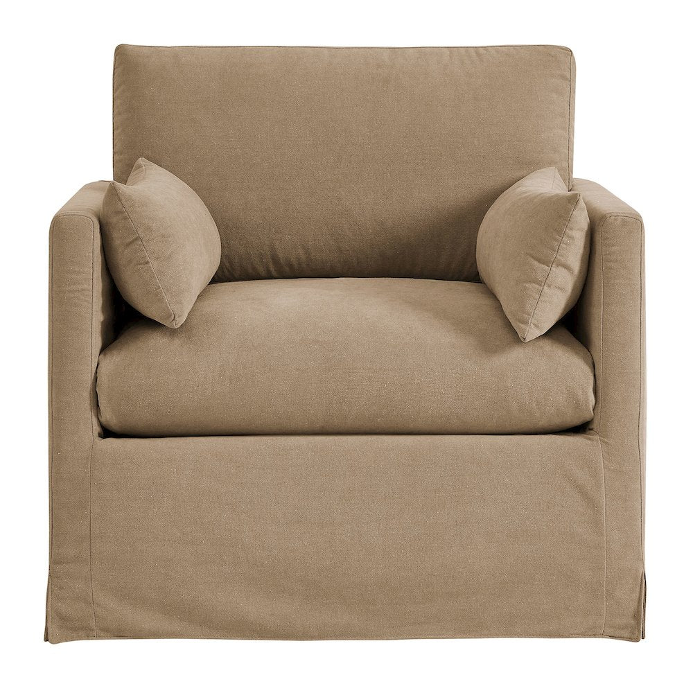 Wellfleet Slipcovered Linen-Blend Armchair - Almond