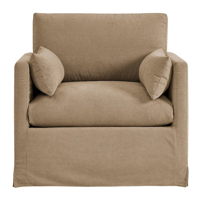 Wellfleet Slipcovered Linen-Blend Armchair - Almond