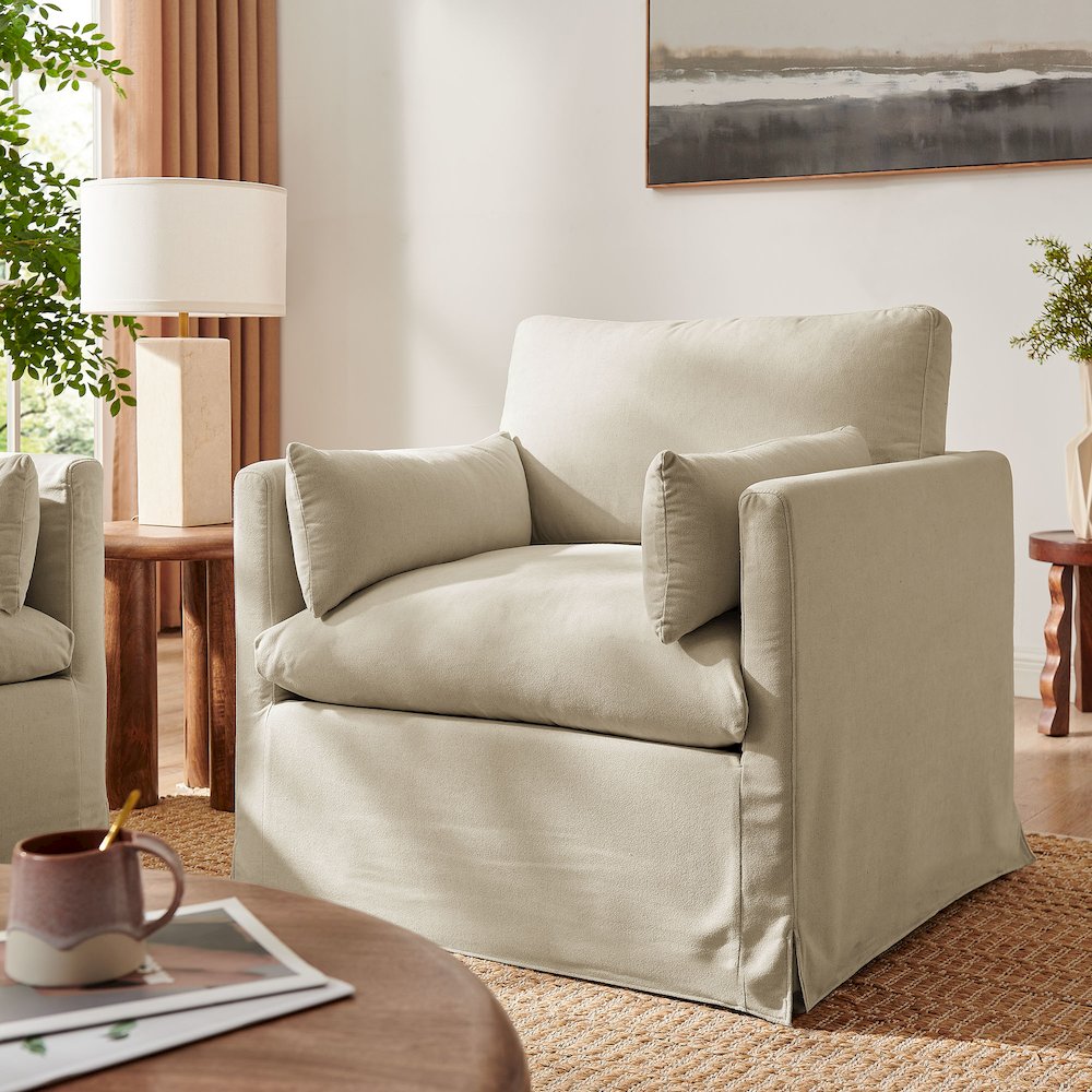 Wellfleet Slipcovered Linen-Blend Armchair - Linen