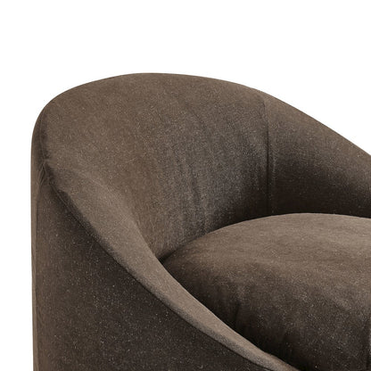 Sadie Slipcovered Linen-Blend Round Accent Chair - Cocoa