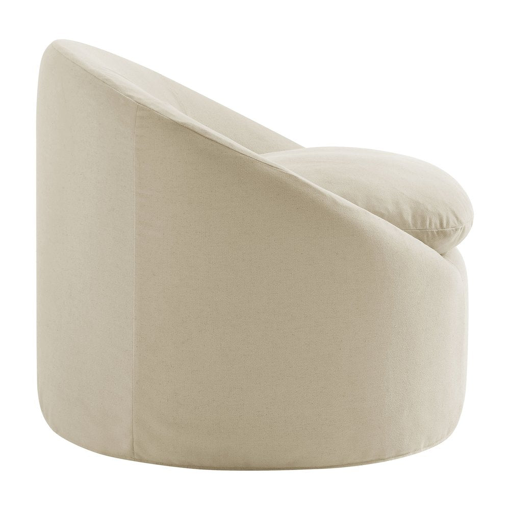Sadie Slipcovered Linen-Blend Round Accent Chair - Linen