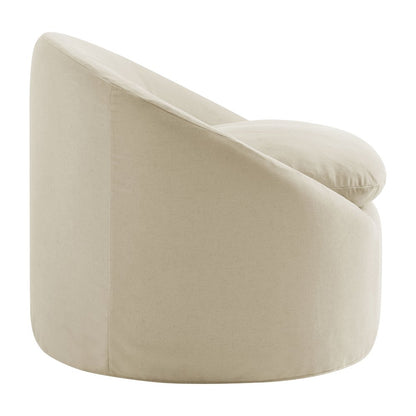 Sadie Slipcovered Linen-Blend Round Accent Chair - Linen