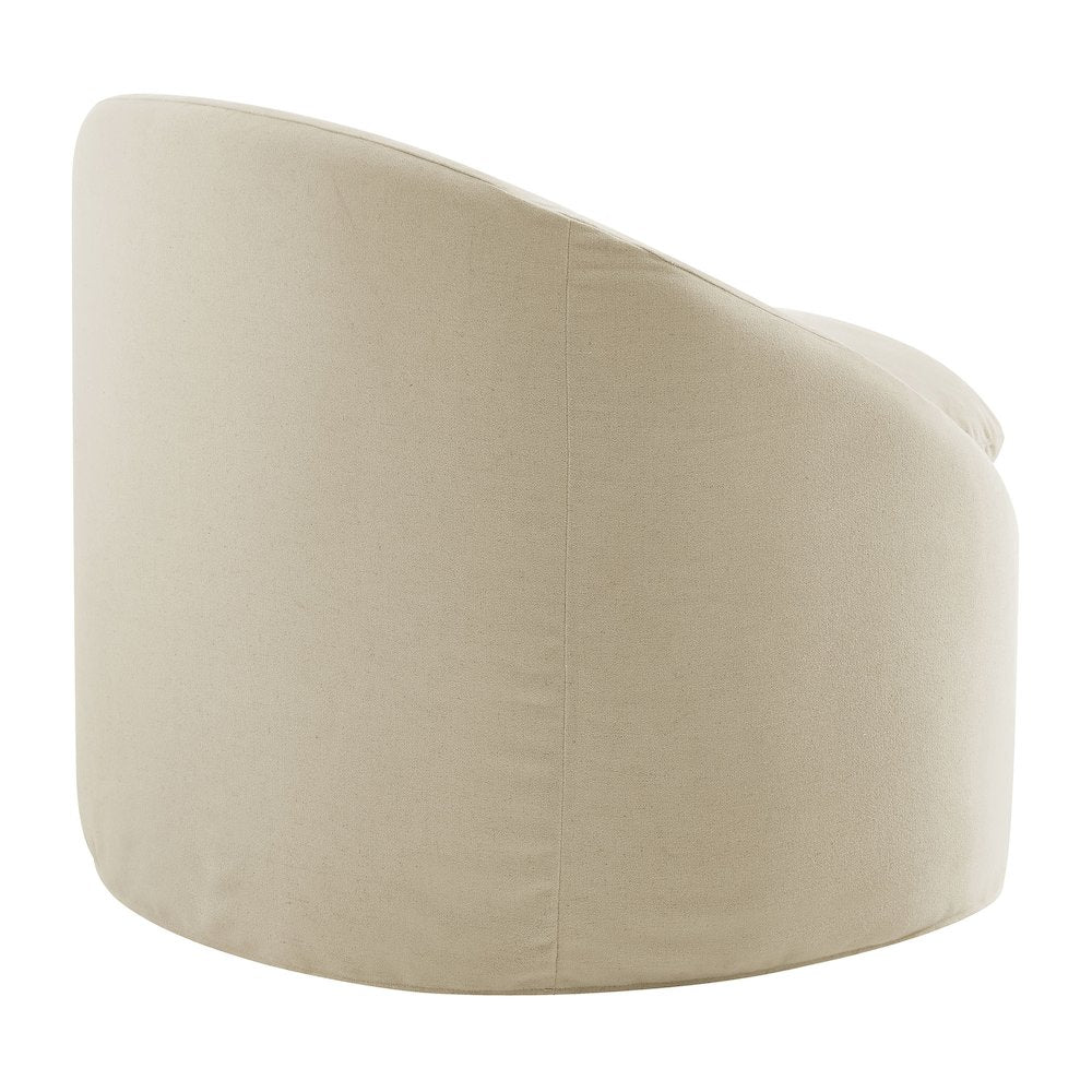 Sadie Slipcovered Linen-Blend Round Accent Chair - Linen
