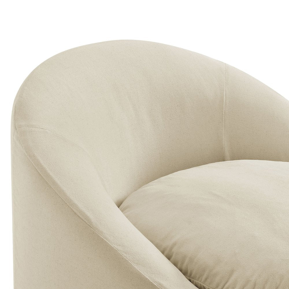 Sadie Slipcovered Linen-Blend Round Accent Chair - Linen