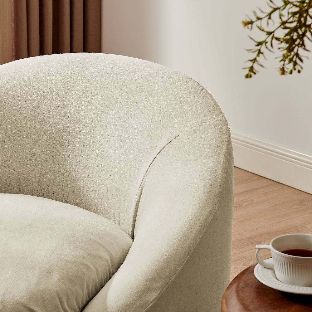 Sadie Slipcovered Linen-Blend Round Accent Chair - Linen