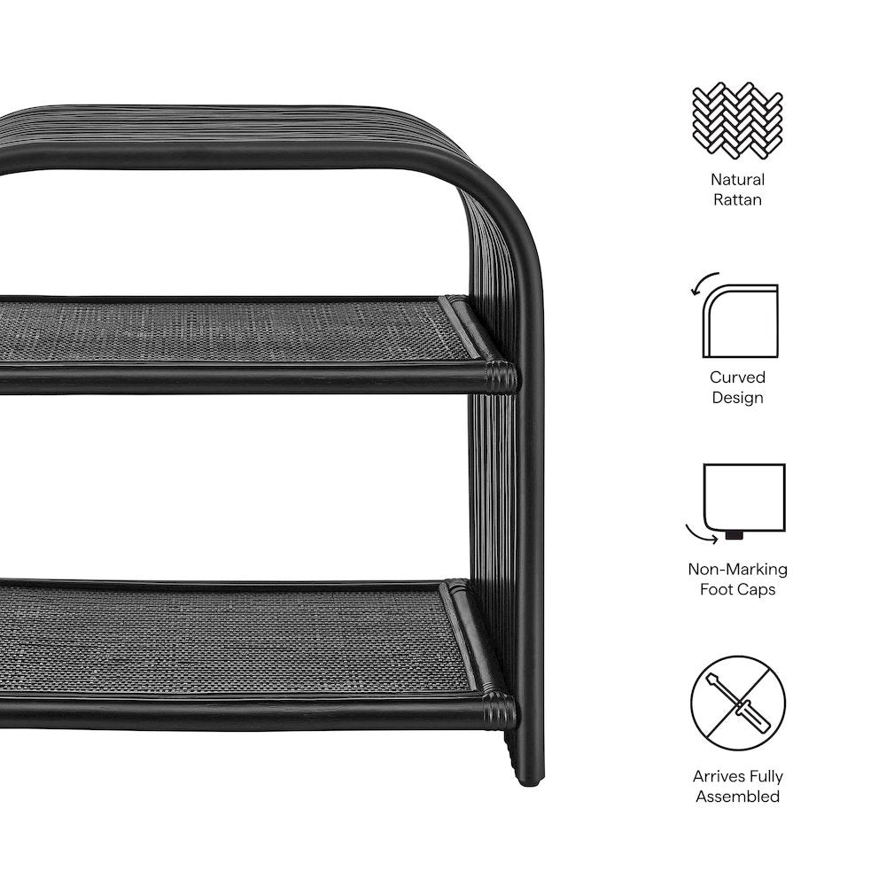 Eve Curved Natural Rattan Side Table