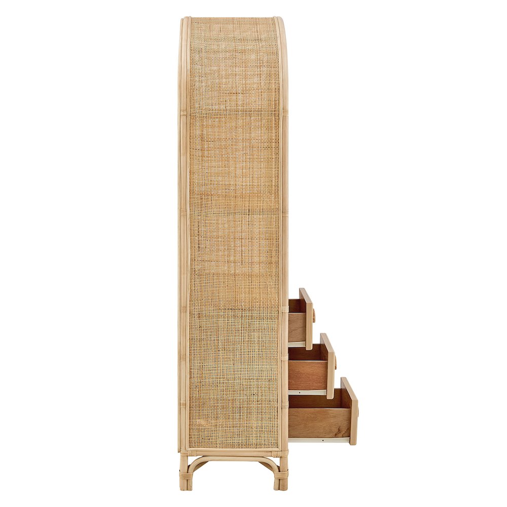 Jane 71 Inch Tall Arched Natural Rattan Bookshelf