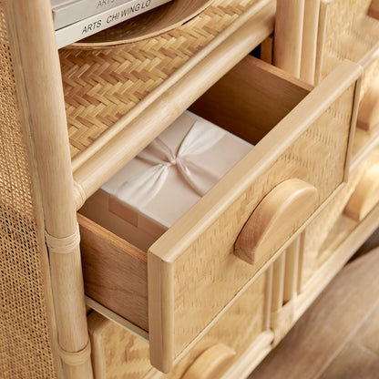 Jane 71 Inch Tall Arched Natural Rattan Bookshelf
