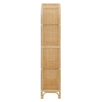 Celeste 67 Inch Tall Arched Natural Rattan Bookshelf