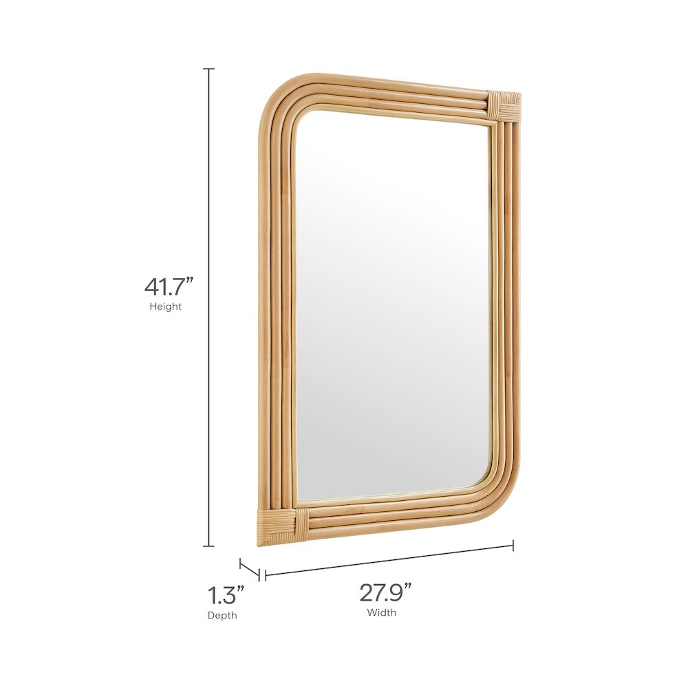 Corsica Curved Rectangle Rattan Wall Mirror