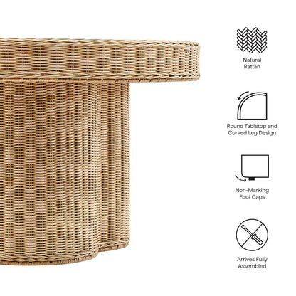 Ainsley 32 Inch Round Natural Rattan Coffee Table