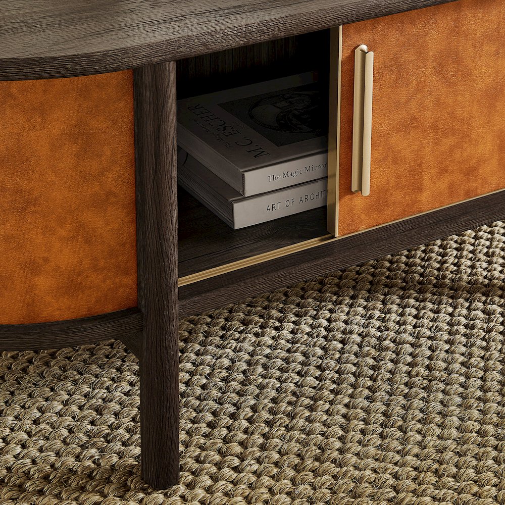 Coralie Curved Vegan Leather Oval Coffee Table