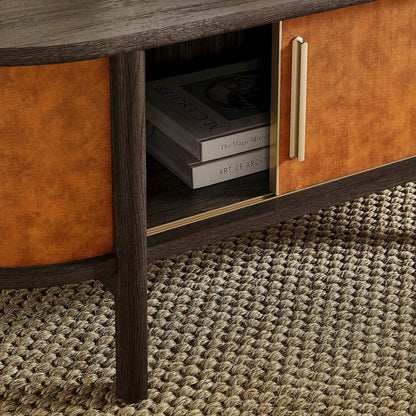 Coralie Curved Vegan Leather Oval Coffee Table