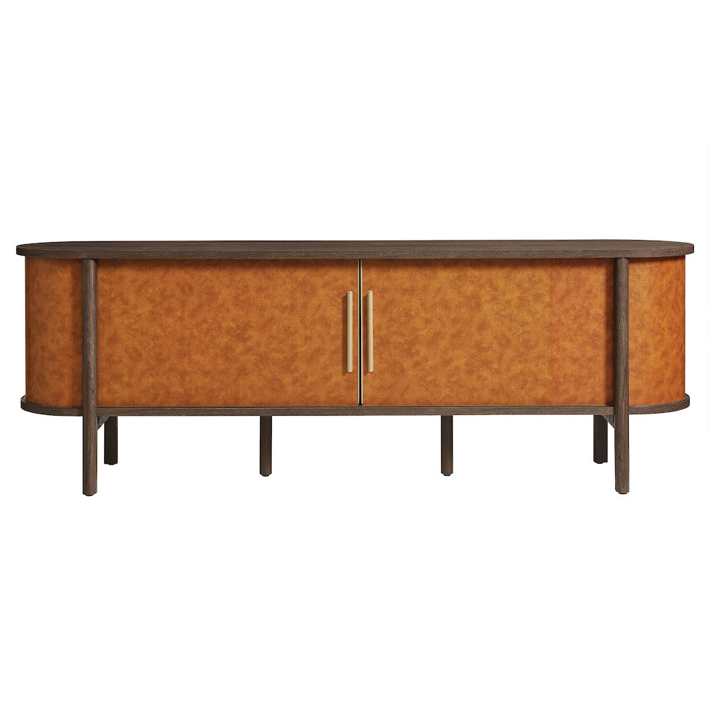 Coralie Curved 71" Vegan Leather Oval TV Stand