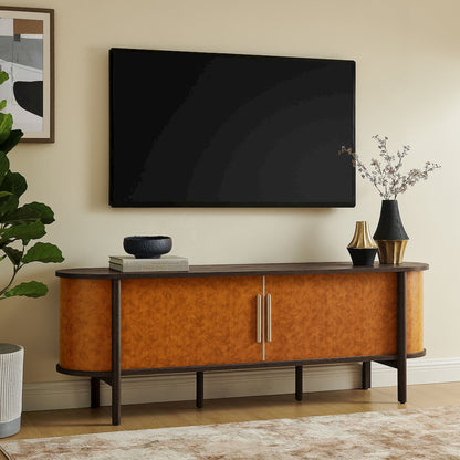 Coralie Curved 71" Vegan Leather Oval TV Stand