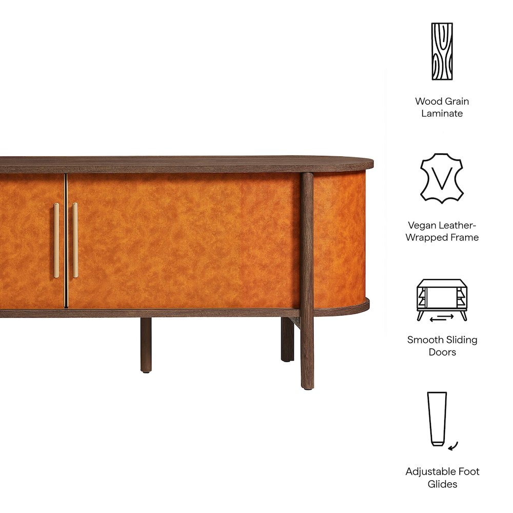Coralie Curved 71" Vegan Leather Oval TV Stand