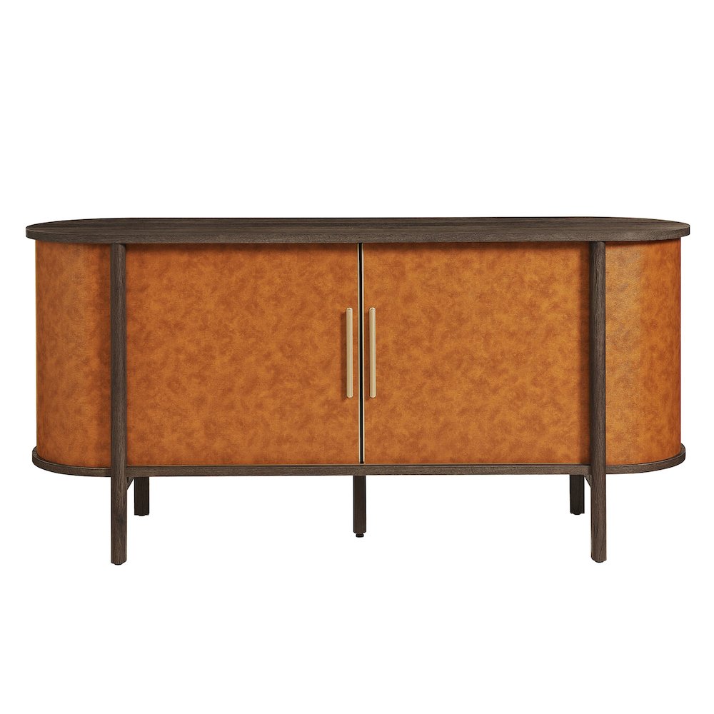 Coralie Curved Vegan Leather Oval Sideboard