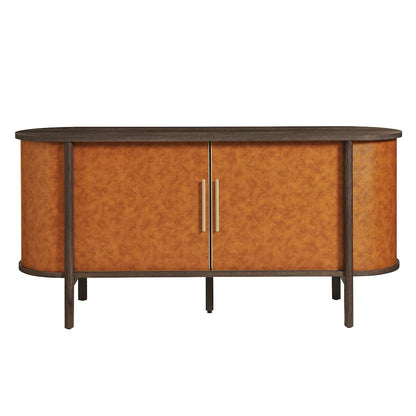 Coralie Curved Vegan Leather Oval Sideboard