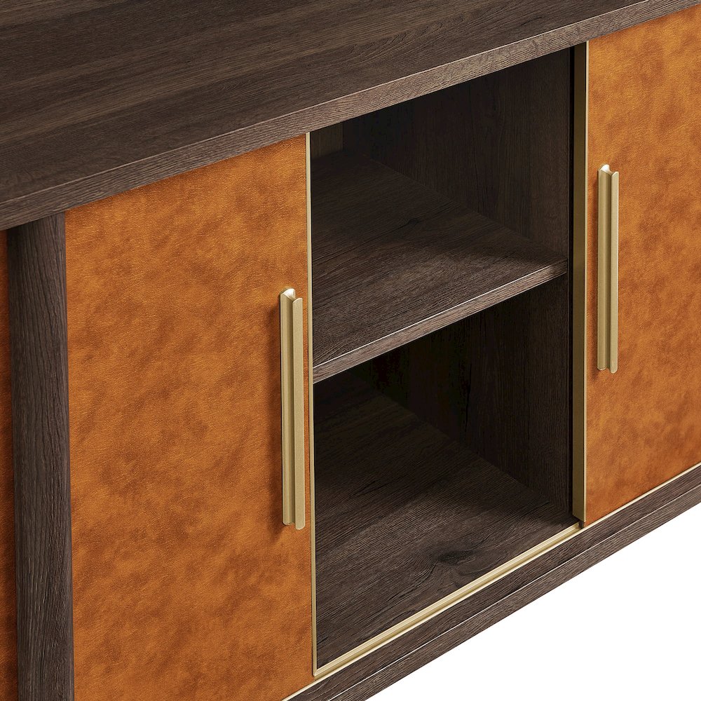 Coralie Curved Vegan Leather Oval Sideboard