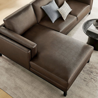 Roscoe Left-Facing Vegan Leather Sectional Sofa with Chaise