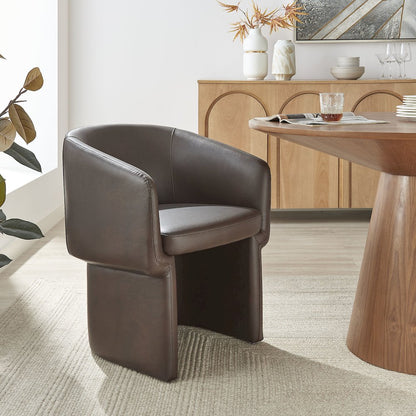 Verity Barrel Back Vegan Leather Dining Chair