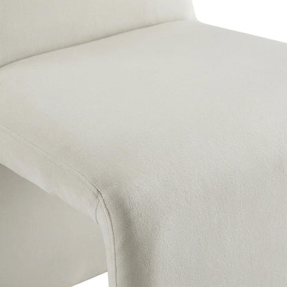 Upholstered Performance Velvet Dining Side Chair, Alabaster