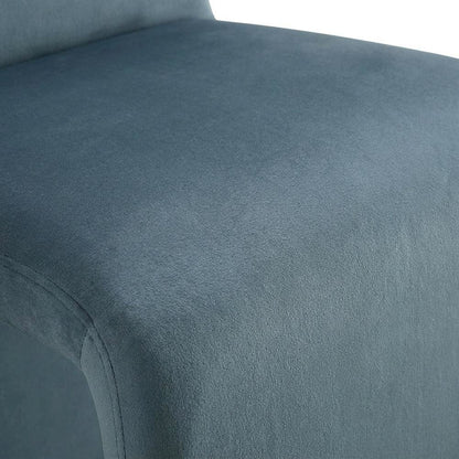 Upholstered Performance Velvet Dining Side Chair, Cadet Blue