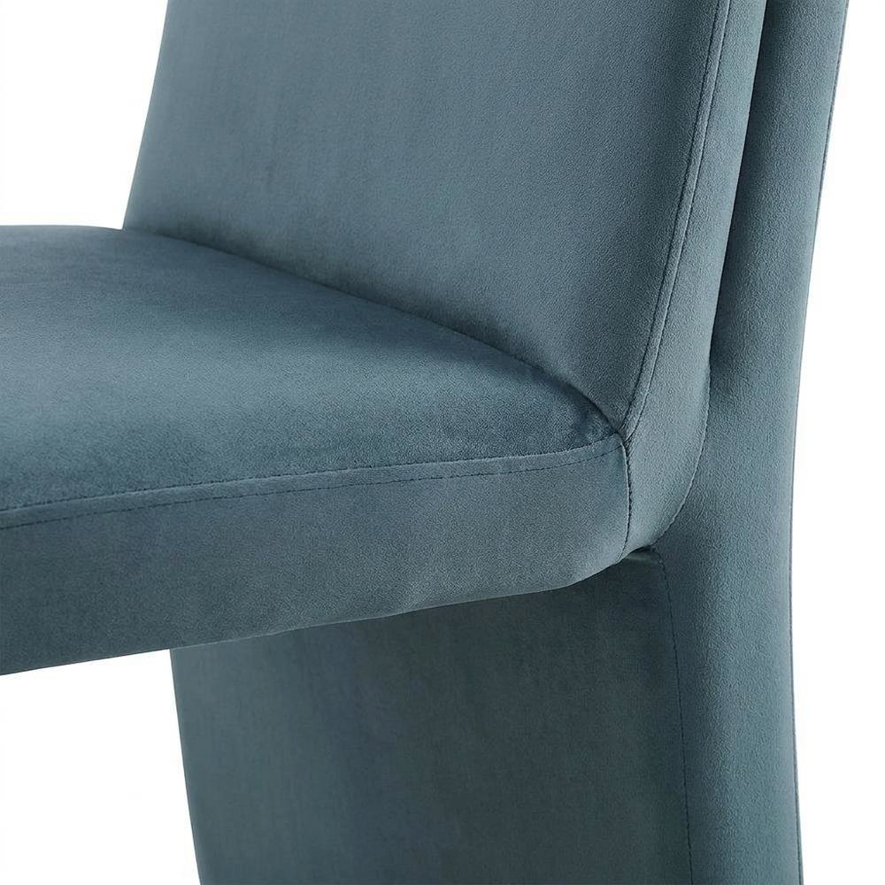 Upholstered Performance Velvet Dining Side Chair, Cadet Blue