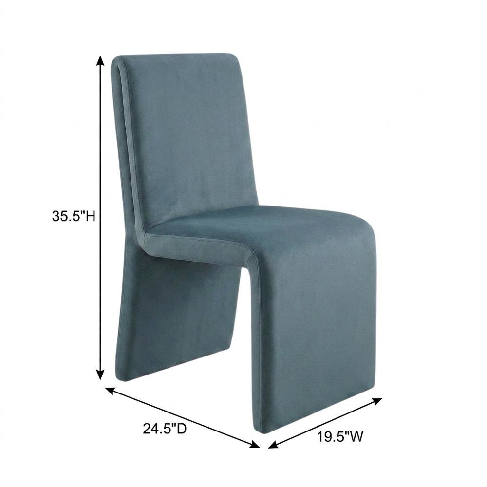 Upholstered Performance Velvet Dining Side Chair, Cadet Blue