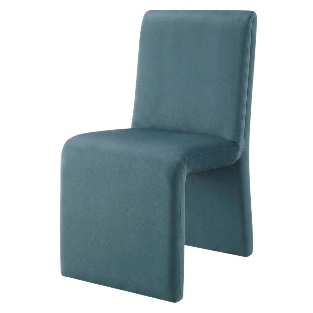 Upholstered Performance Velvet Dining Side Chair, Cadet Blue