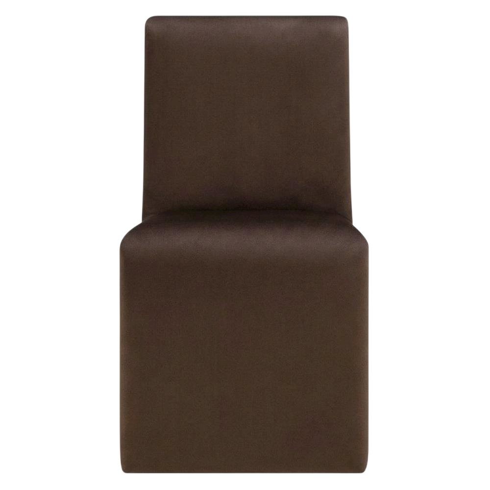 Upholstered Performance Velvet Dining Side Chair, Chocolate