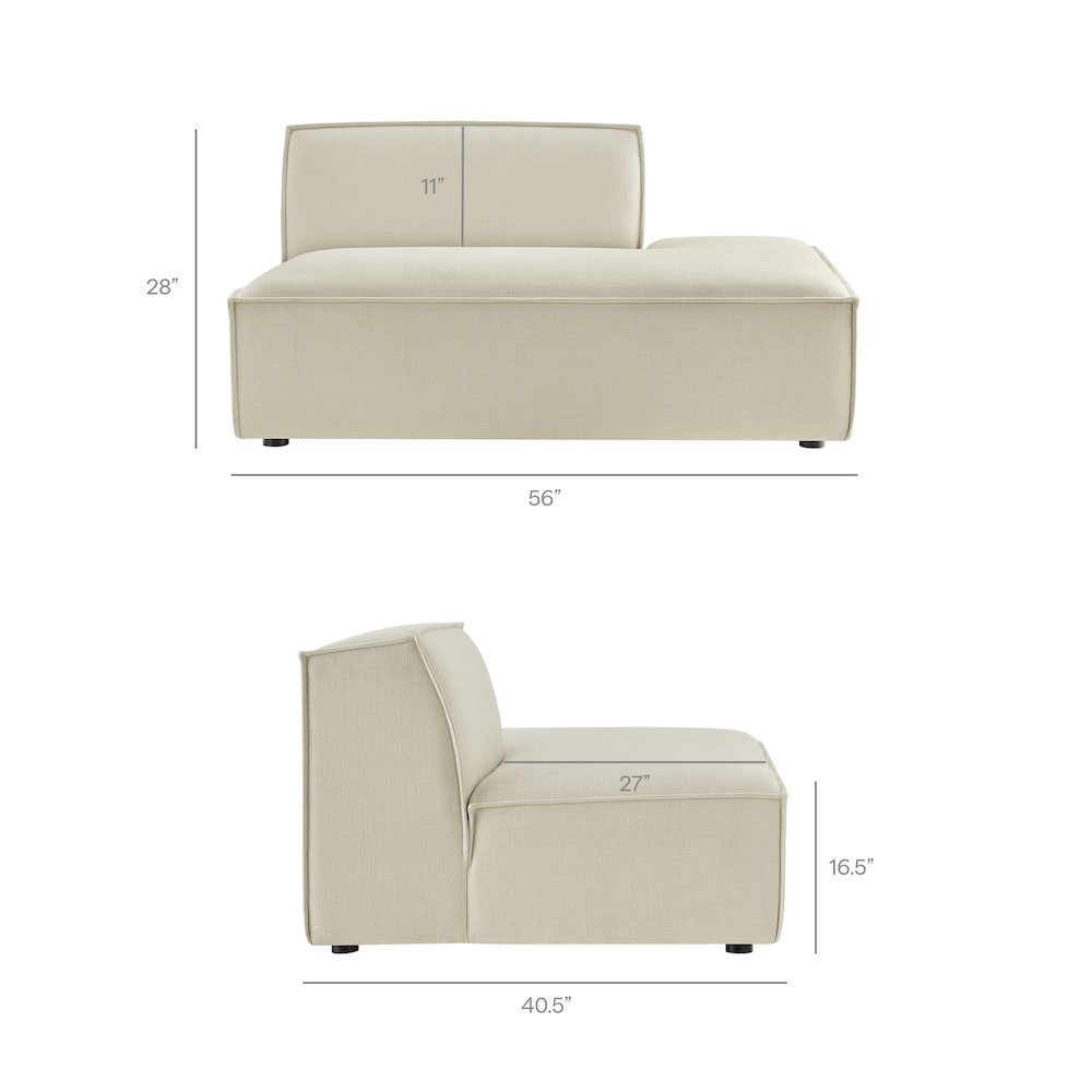 Restore Performance Fabric Upholstered Right-Facing Armless Modular Chaise