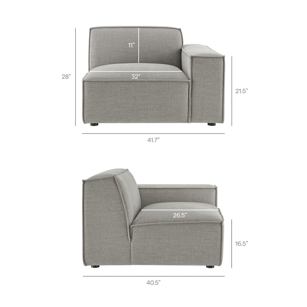 Restore Performance Fabric Upholstered Right-Facing Modular Lounge Chair