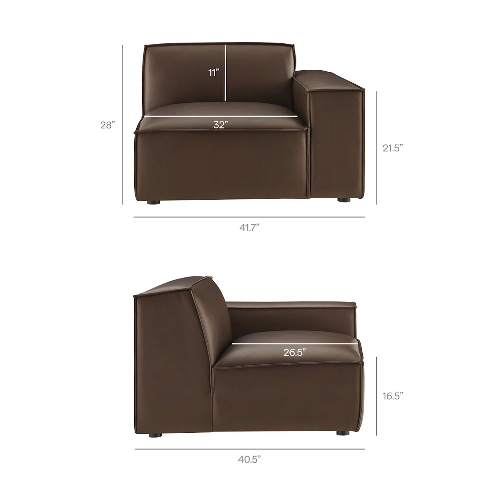 Restore Vegan Leather Right-Facing Modular Lounge Chair