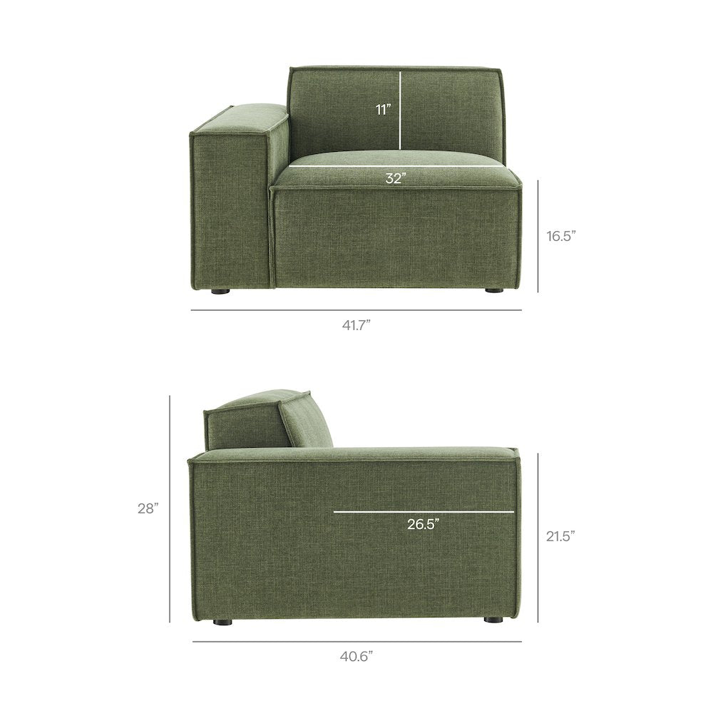 Restore Performance Fabric Upholstered Left-Facing Modular Lounge Chair