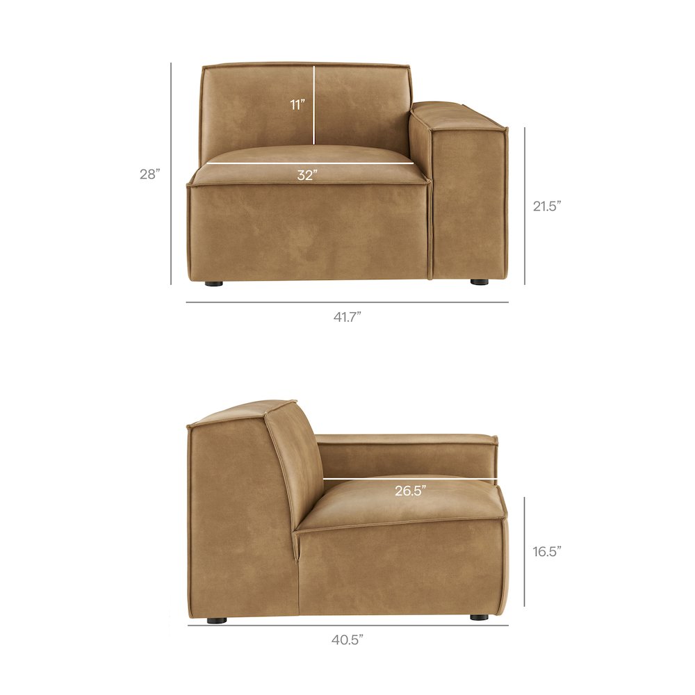 Restore 2-Piece Vegan Leather Modular Loveseat