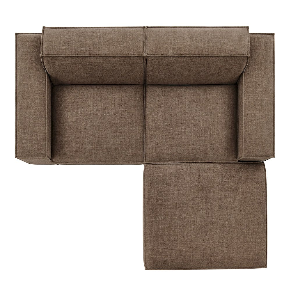 Restore 3-Piece Performance Fabric Upholstered Modular Loveseat with Ottoman
