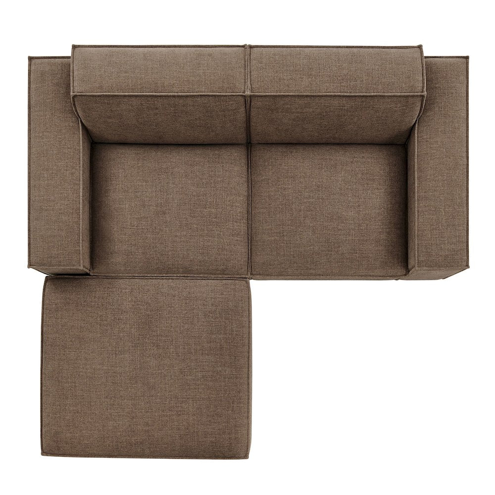 Restore 3-Piece Performance Fabric Upholstered Modular Loveseat with Ottoman