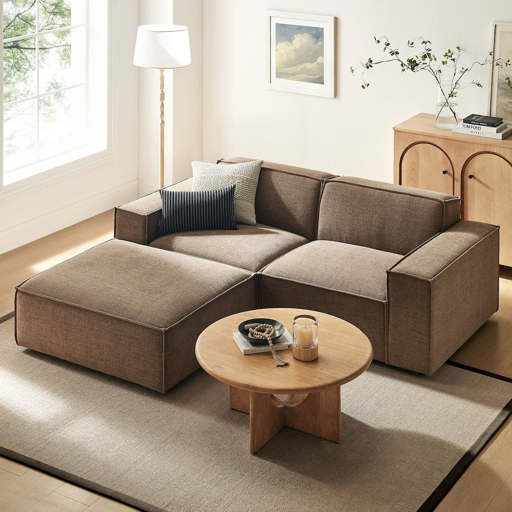 Restore 3-Piece Performance Fabric Upholstered Modular Loveseat with Ottoman