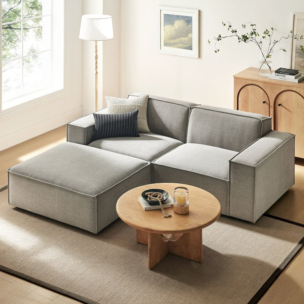 Restore 3-Piece Performance Fabric Upholstered Modular Loveseat with Ottoman