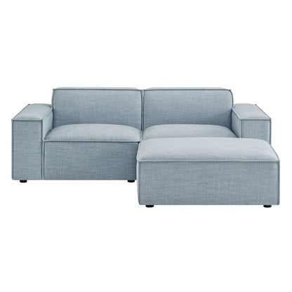 Restore 3-Piece Performance Fabric Upholstered Modular Loveseat with Ottoman